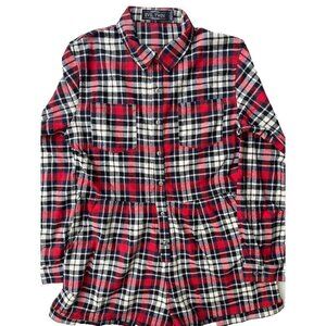 Evil Twin Women's Red Plaids Cotton Big Wednesday Playsuit Romper Size L $89